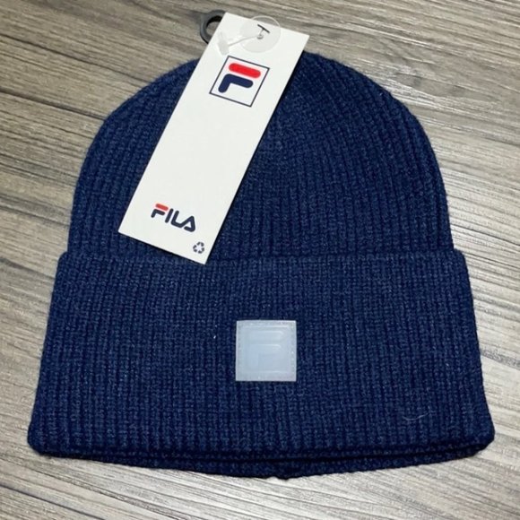 NWT Fila Peacoat Wide Cuff Shoreman Beanie Hat - Picture 2 of 4
